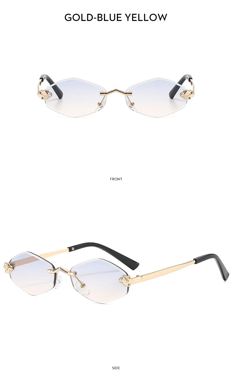 Rahmenlose Rhombus personalisierte Damen-Sonnenbrille, elegante und vielseitige klassische Sonnenbrille, luxuriöse und hochwertige Sonnenbrille UV400. – Detail 18