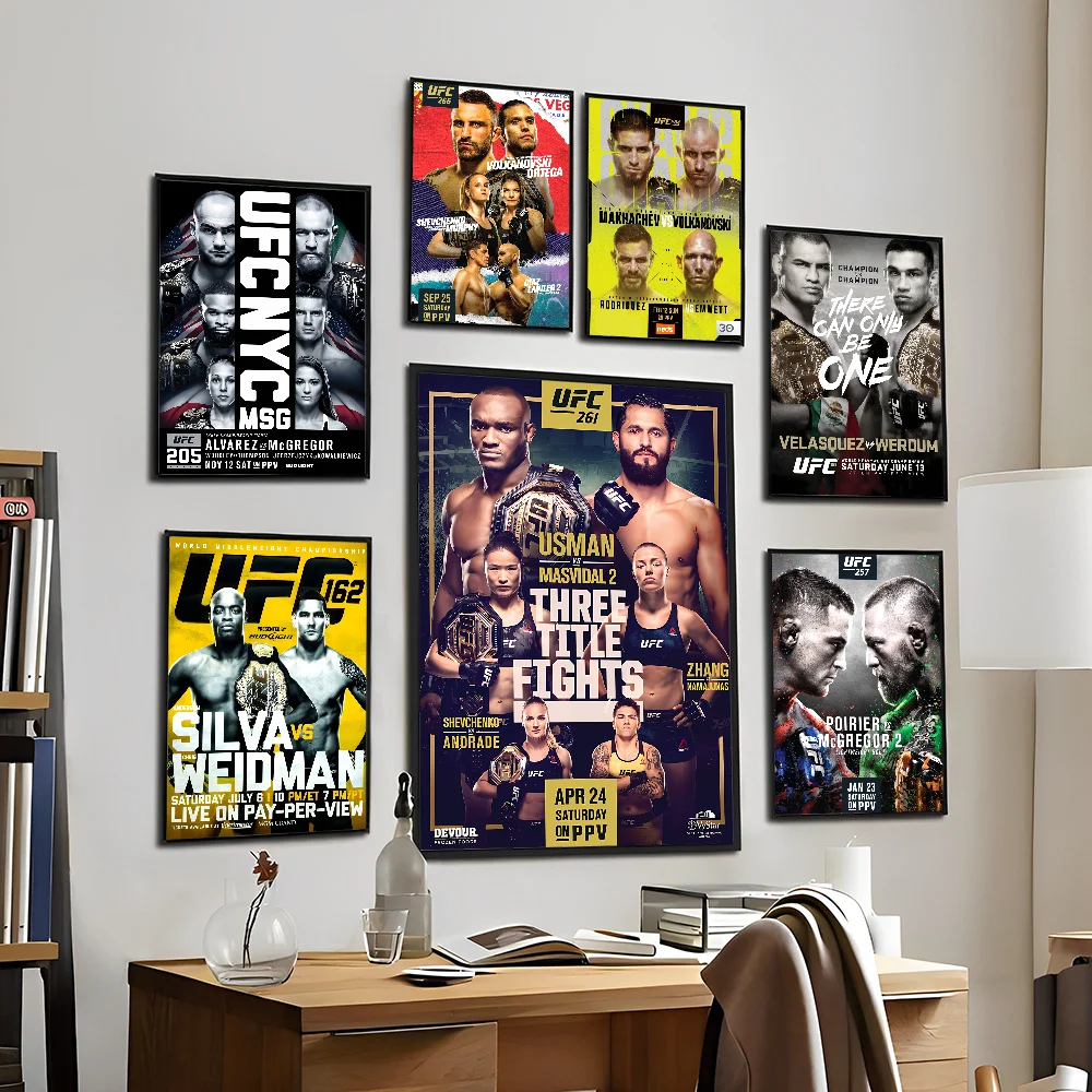 U-Ultimate Fighting Championship UFC Self-adhesive Art Poster Waterproof Paper Sticker Coffee House Bar Posters Wall Stickers