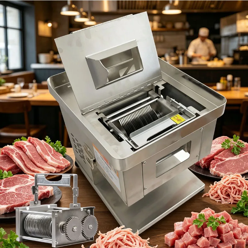 Multifunctional Electric Stainless Steel Meat Cutting Machine Commercial Pork Beef Mutton Meat Slicer Shredded Minced Machine