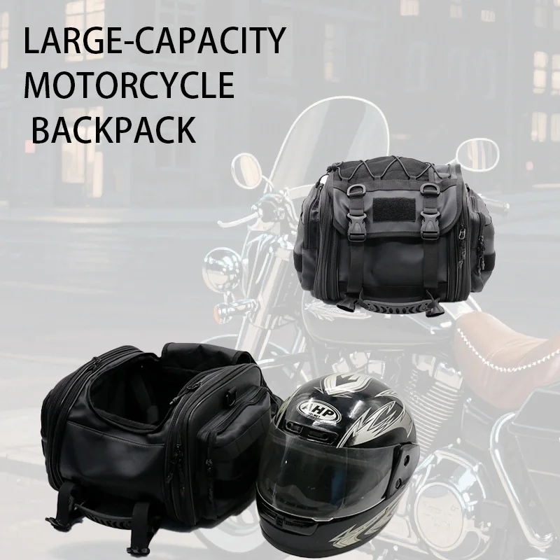 حقيبة سفر للدراجات النارية ذات سعة كبيرة 40 لترًا مع جيوب متعددة. إنه قابل للفصل والتوسيع. الخلفي