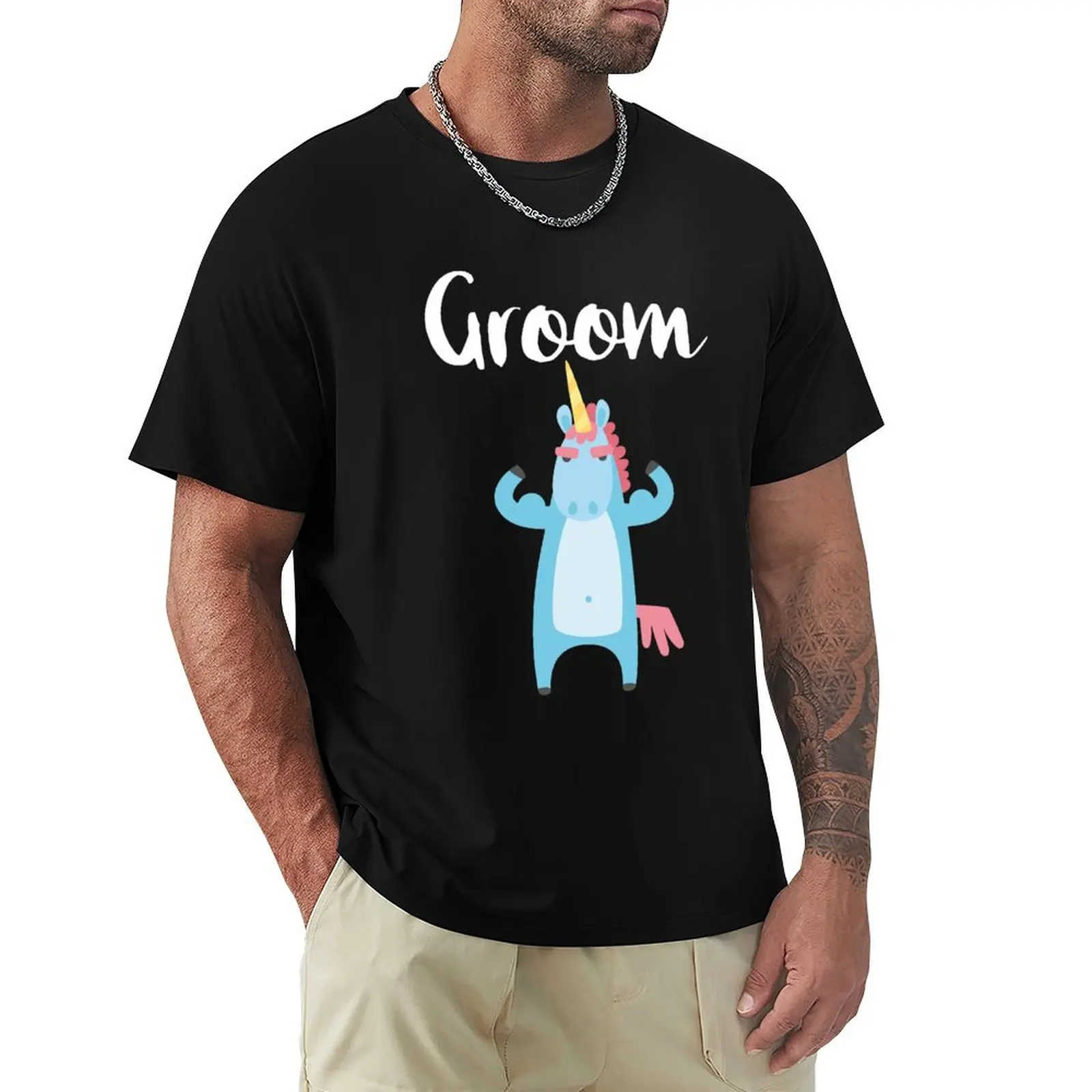 Groom Unicorn Funny Outfit Bachelor Party Wedding Matching Groom Gift For Him T-Shirt customizeds tees mens fashion