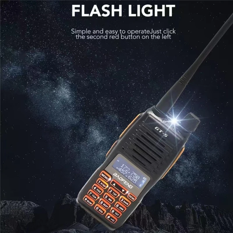 جهاز اتصال لاسلكي أصلي Baofeng GT-5 مضاد للسقوط مع شاشة عالية الطاقة لمسافات طويلة اتجاهين حوار اتصال داخلي لاسلكي محمول باليد