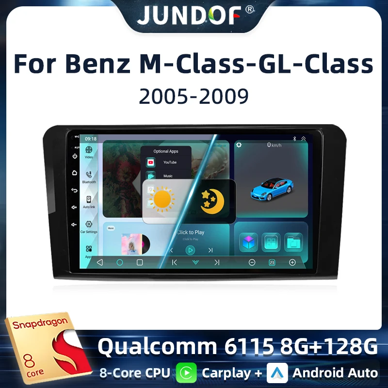 

Jundof Android 13 Car Radio For Mercedes Benz M-Class W164 GL-Class X164 ML GL 2005-2012 wireless CarPlay Android Auto 2din DVD