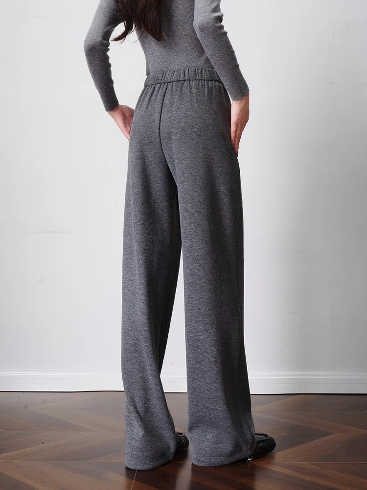 OLrain Women's Knitted Straight Leg Pants Autumn 2025 New Loose Fit Casual Soft Comfort Elastic Waist Trousers O57QK001110