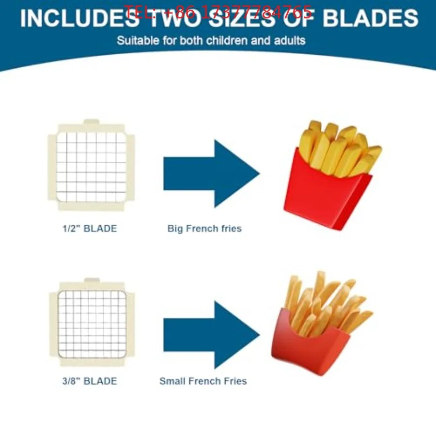 French Fry Cutter Professional Commercial Potato Cutter with 1/2 3/8 Inch Stainless Steel Blade French Fries