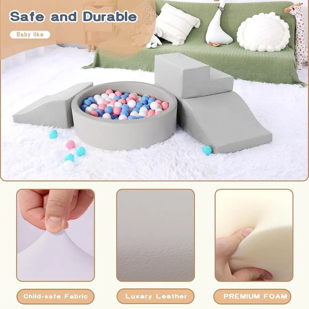 4-teilige Kletterblöcke für Kleinkinder aus PU-Leder mit Bällebad – Schaumstoff-Spielset für den Innenbereich für Kinder