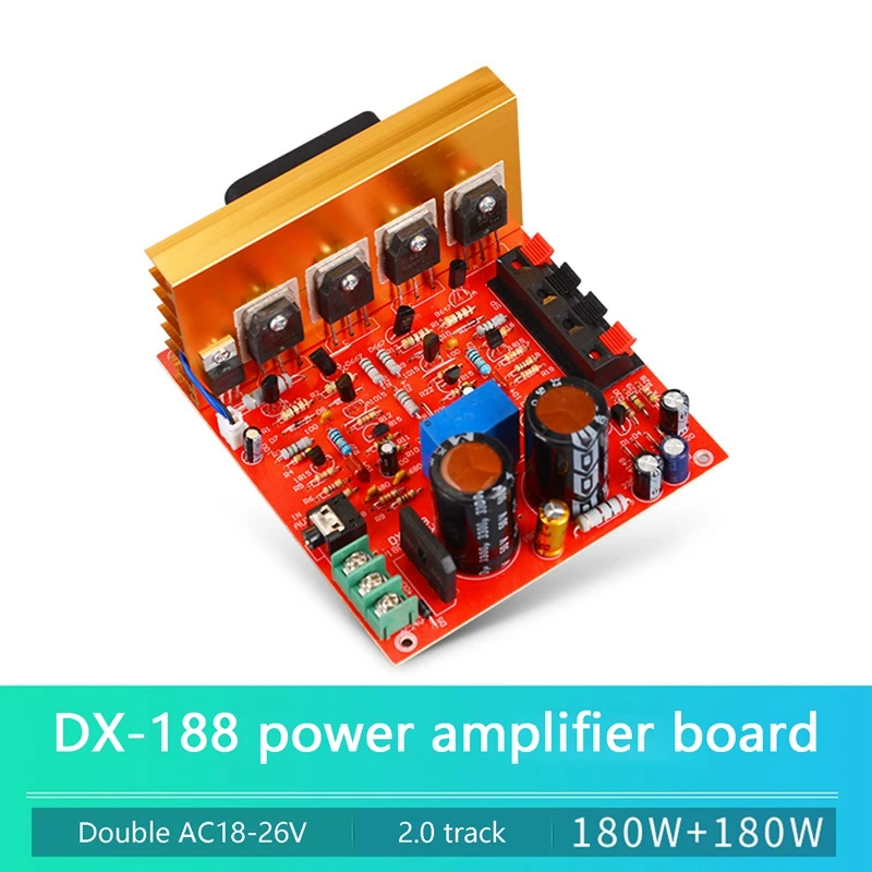 RISE-Power Amplifier Audio Board 180W+180W 2.0 Channel FET Speaker Amplifier Sound Preamplifier Dual AC18V-26V With Fan