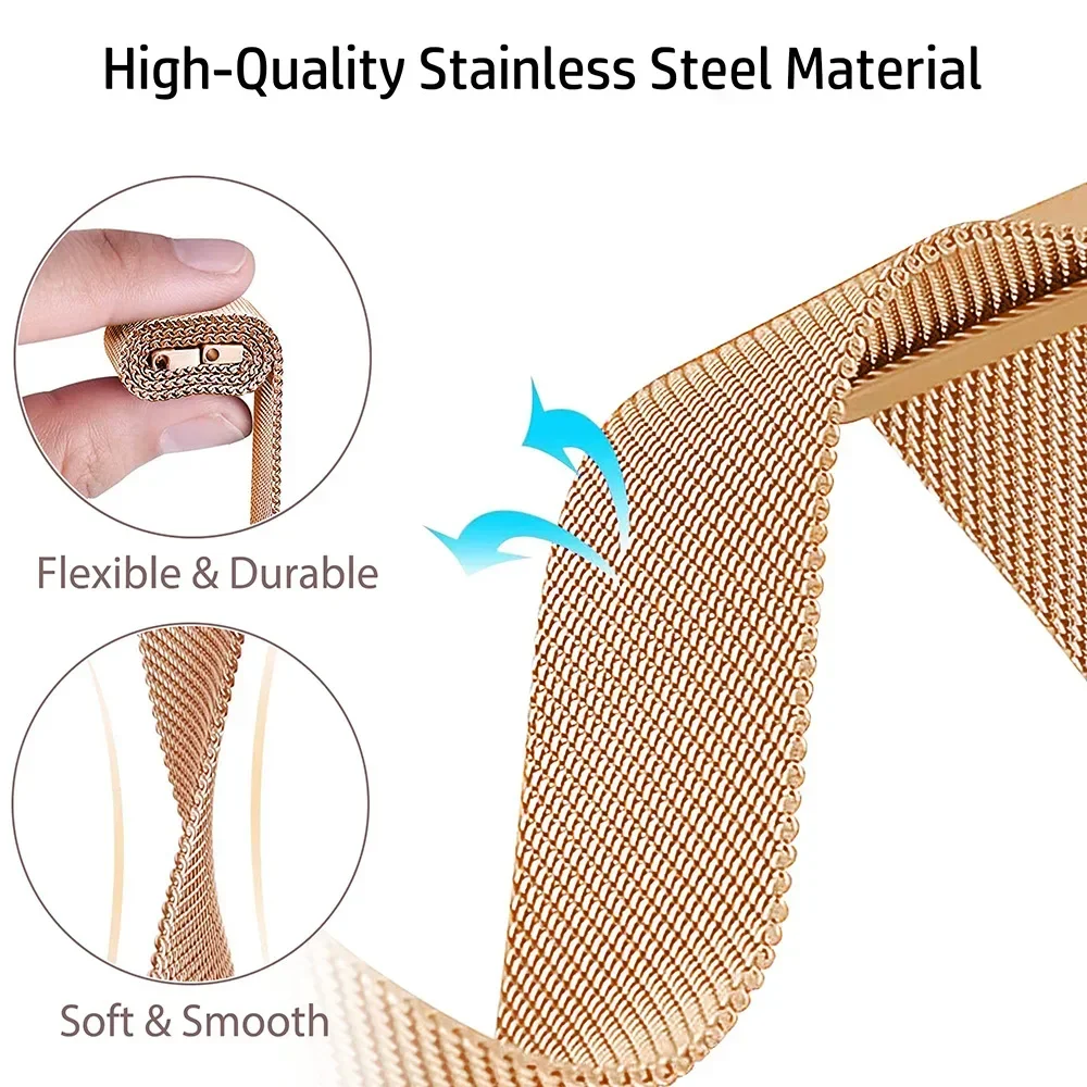 Миланский ремешок-петля для Samsung Galaxy Watch 7-FE-6-5-4-Classic 20 мм 22 мм Металлический магнитный браслет Huawei Watch GT 5-4-3-2 ремешок