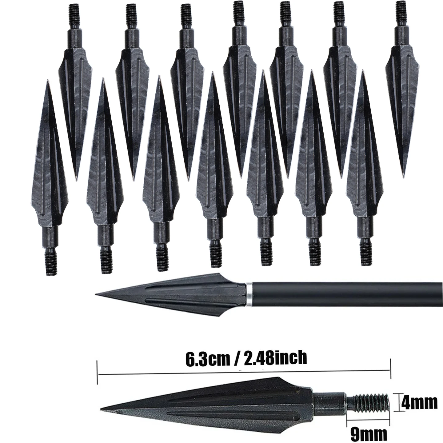 Puntas de Caza de Metal de 125 Grains para Arco y Flecha, 6/12/24 Unidades, para Ballesta y Arco Compuesto, Tiro con Arco Recurvo