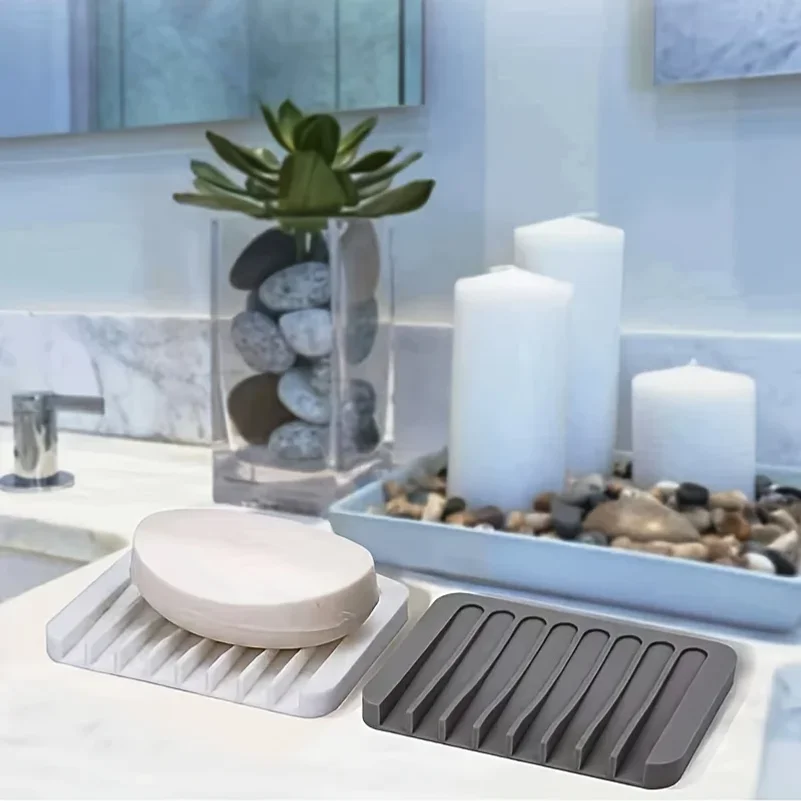 1-Pack Free Punch Soap Box Silicone Draining Soap Holder Creative Kitchen Bathroom Countertop Non-slip Shelf