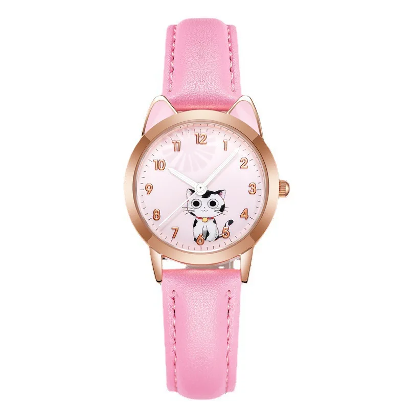 UTHAI-Montre à quartz pour enfants, montre-bracelet pour fille, rose, dessin animé mignon, chat, étanche, enfants de 5 à 15 ans, écoliers du