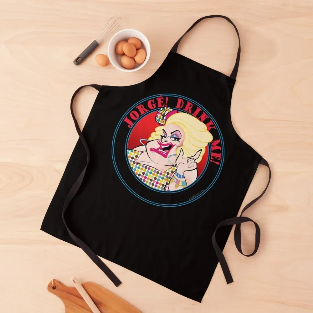 

Jorge! Drink me! by Lar deSouza Apron restaurant accessories kitchen item Christmas gift For Women Kitchen Apron