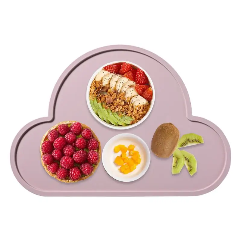 Silicone Placemat Cloud Shape Food Grade Heat Resistant Kids Plate Mat Kids Portable Placemat For Dining Table