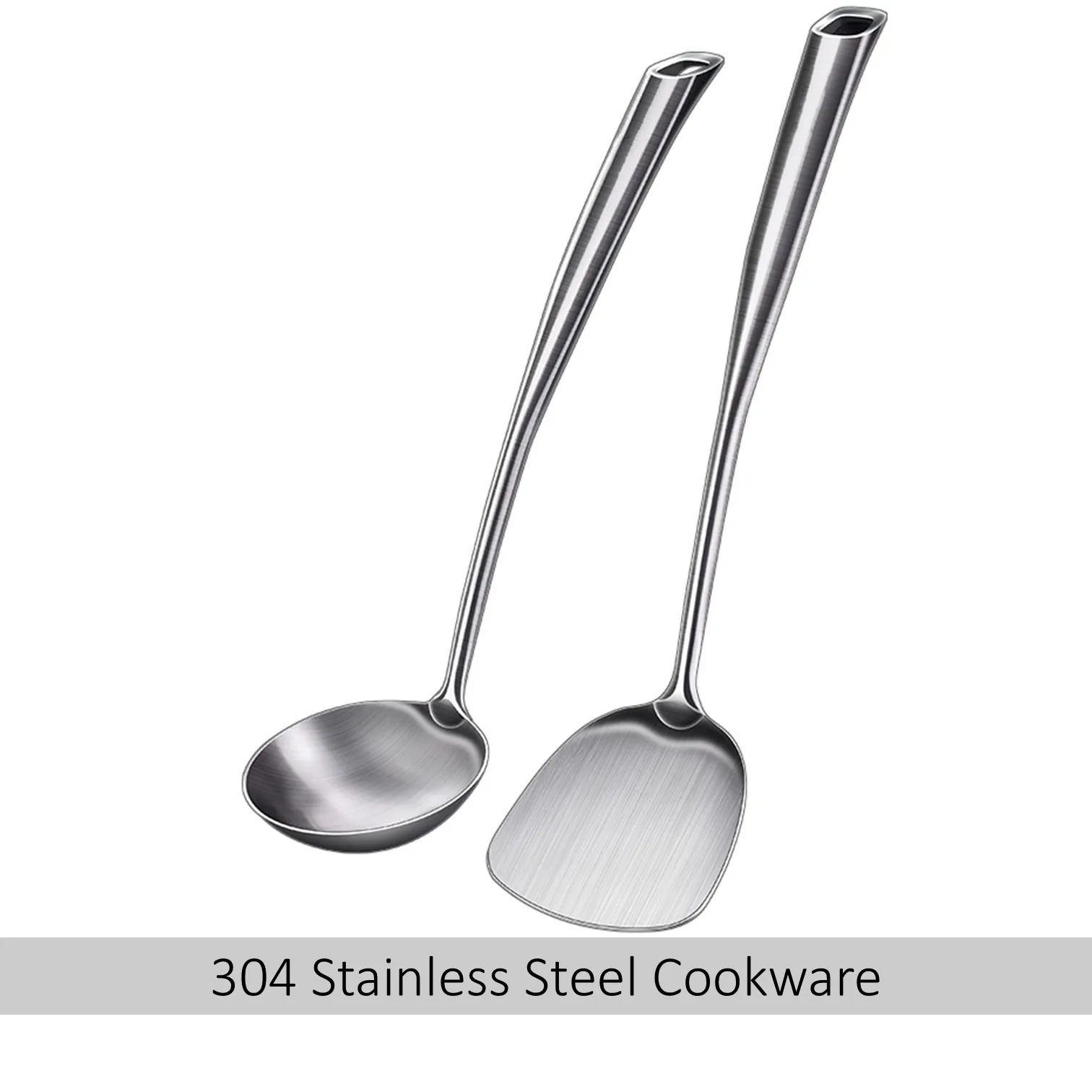 

LFGB Certificated 304 Stainless Steel Cookware Heat Insulation Handle Spatula Ladle Well Polished Ergonomic Cooking Shovel