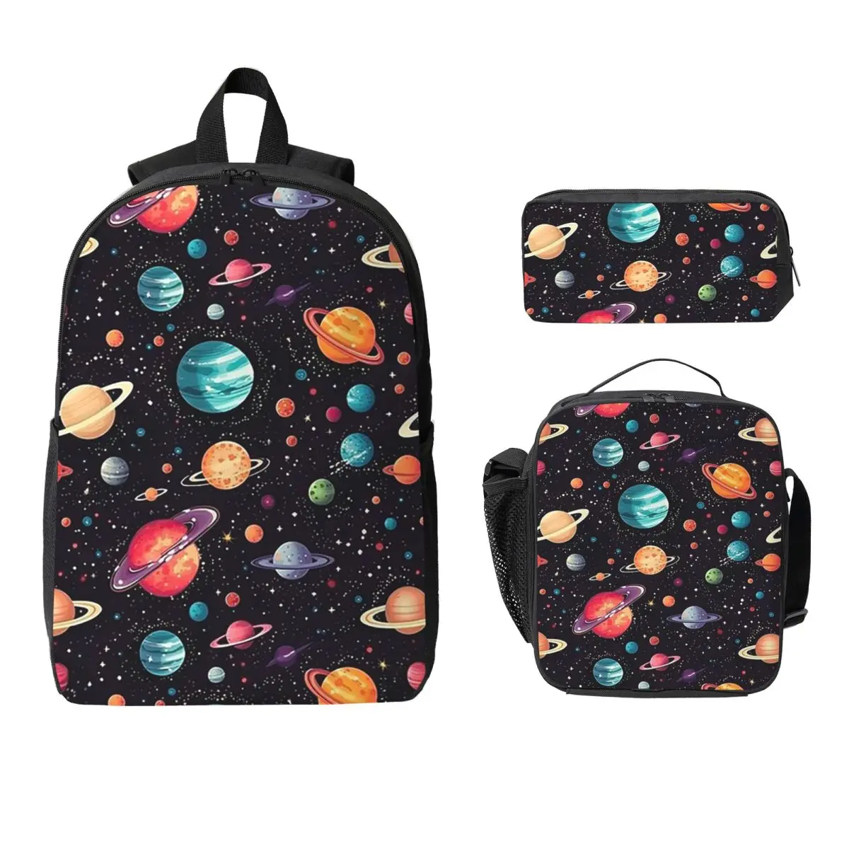 

Solar System Space Planets Universe Backpack Boys Girls BookBag School Bag Shoulder Bags 3ps Insulated Lunch Bag Pencil Case