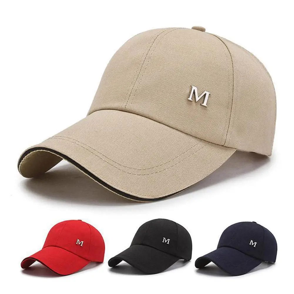 Gorra de béisbol con bordado de letras M, sombrero para el sol de Color puro, sombreros para papá, Gorras de Hip Hop, gorra de camionero, sombrero de algodón antisol ajustable Unisex