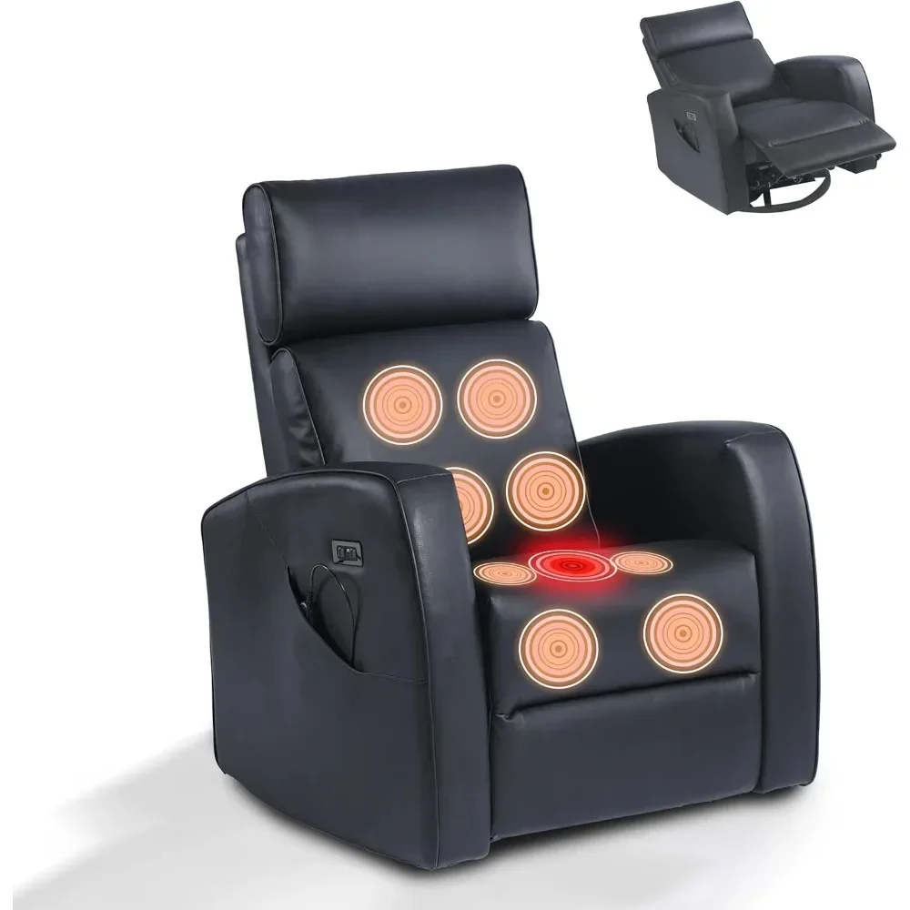 

Power Recliner Chair for Adults,Swivel Rocker Recliner with Heat and Massage Vibration, USB Ports, Adjustable Headrest