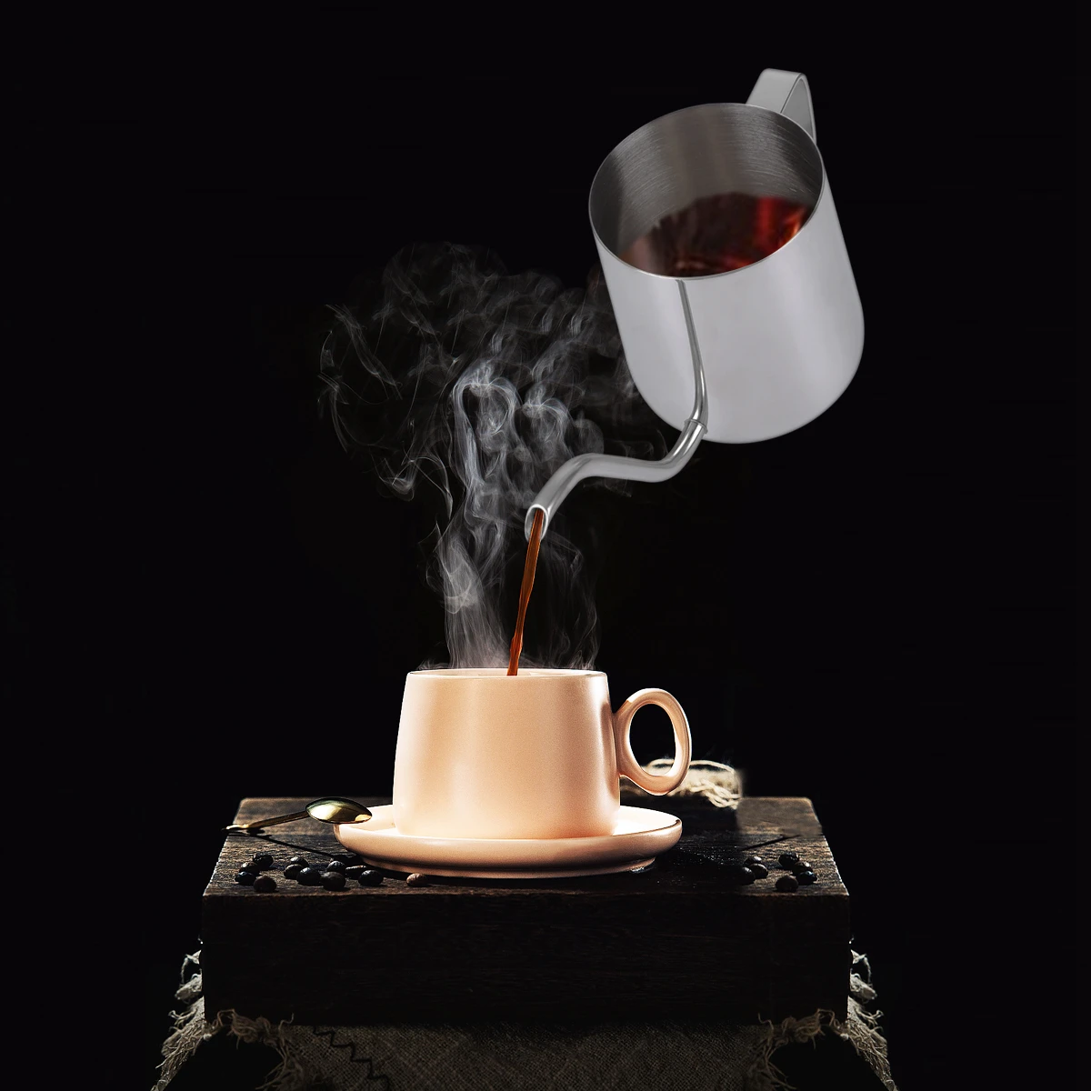 

1pc Stainless Steel Coffee Pot Premium Handmade Hand Pour Kettle Narrow Long Spout 250Ml Silver Rustproof Corrosion Resistant