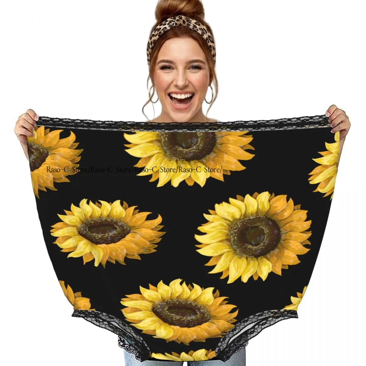 

Funny Gag Granny Underwear Sunflowers Black Print Surprise Gift