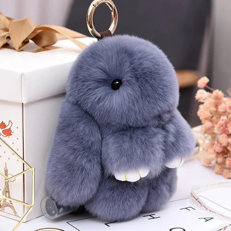 Fluffy Rabbit Fur Pompon Bunny Keychain For Women Girls Bag Car Key Chain Cute Rabbit Key Ring On Bag Car Trinket Pendant Gift