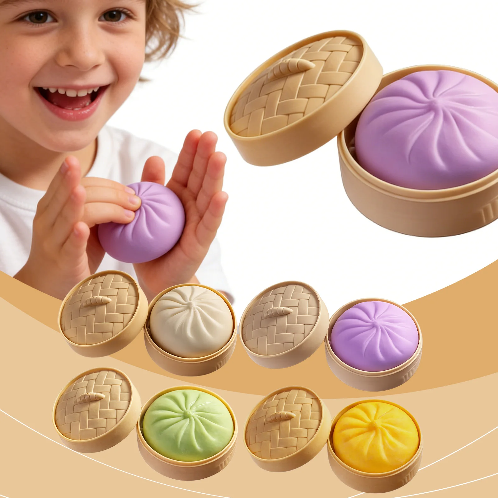 

Красочные сенсорные игрушки-антистресс в виде пельменей и булочек с пароваркой, имитация еды, скуиши, подарки