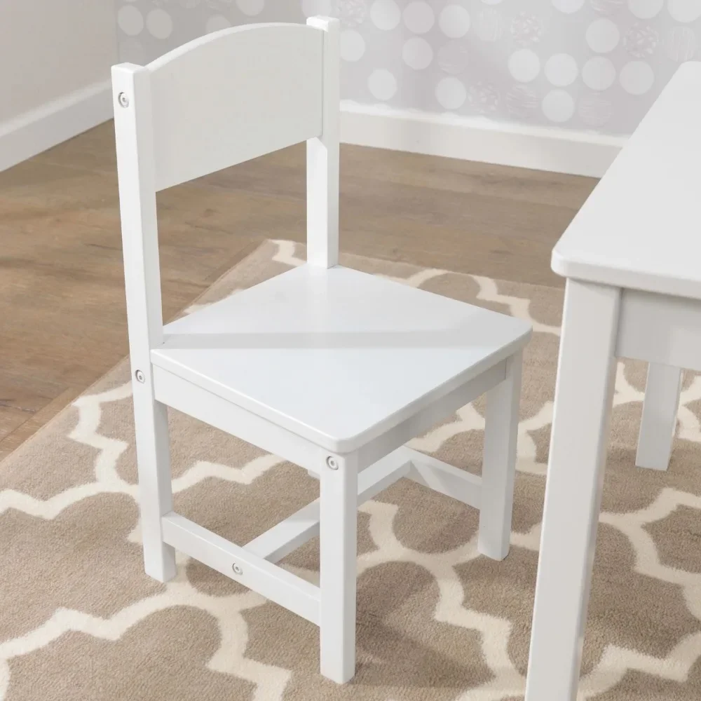 Mesa Aspen de madeira e 2 cadeiras, mobiliário infantil, branco