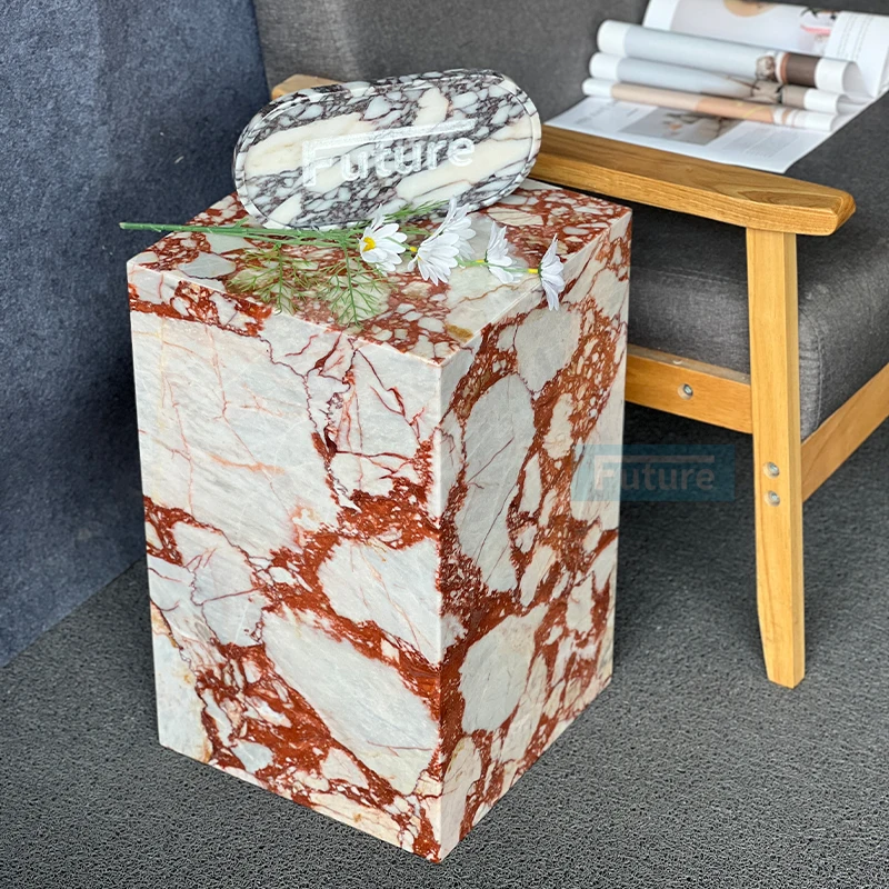 Red Marble Coffee Table Low Plinth Marble Living Room Luxury Natural Customized Calacatta Violet Coffee Table Side Table