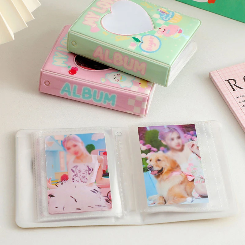 New Sweet 3inch Photocard Holder Hollow Love Heart Love Kpop Album Collect Book 32/40pockets Idol Cards Sleeves Cute Stationary