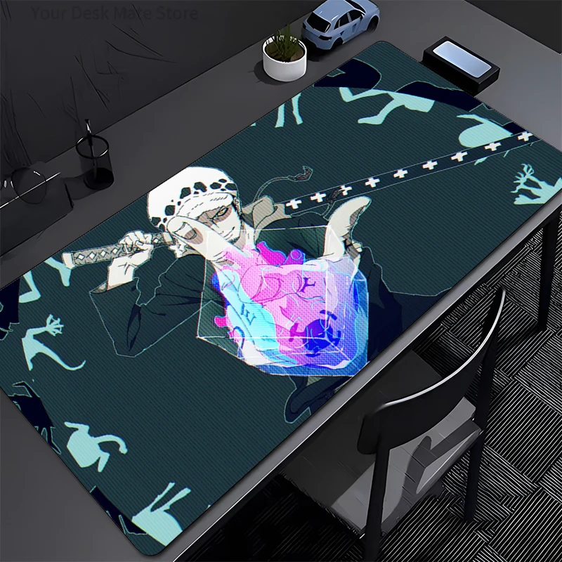 ONE PIECE Trafalgar D Water Law Mauspad Großes Gummi-Tastatur-Mauspad Rutschfester Gamer-Mauspad Untersetzer PC Anime-Mauspad