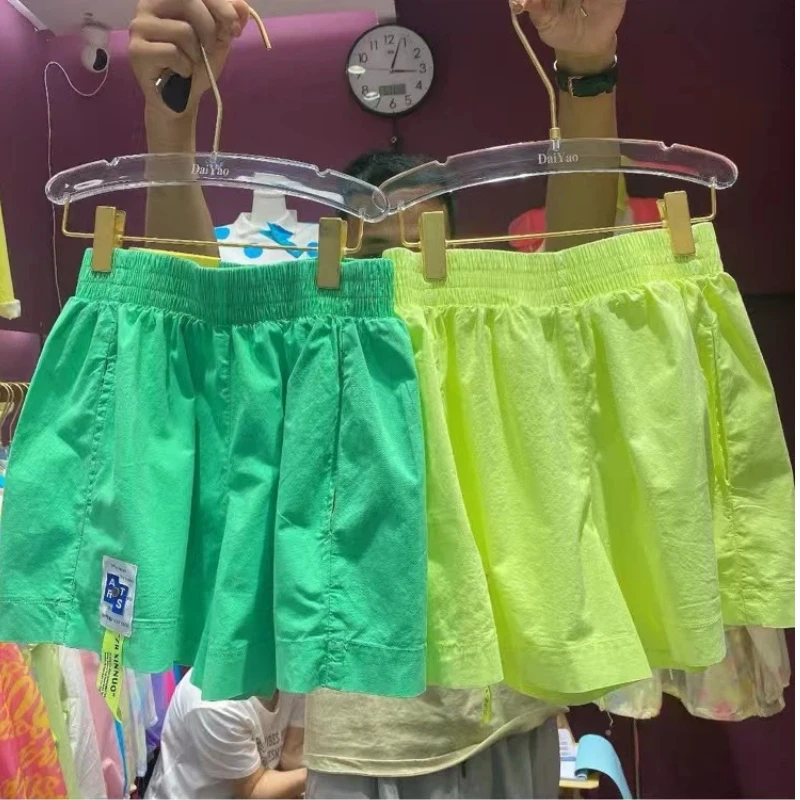 Sommer neue elastische Taille Patchwork Shorts einfarbig lose plus Größe weites Bein Hosen Trend lässig koreanische Frauen kleidung