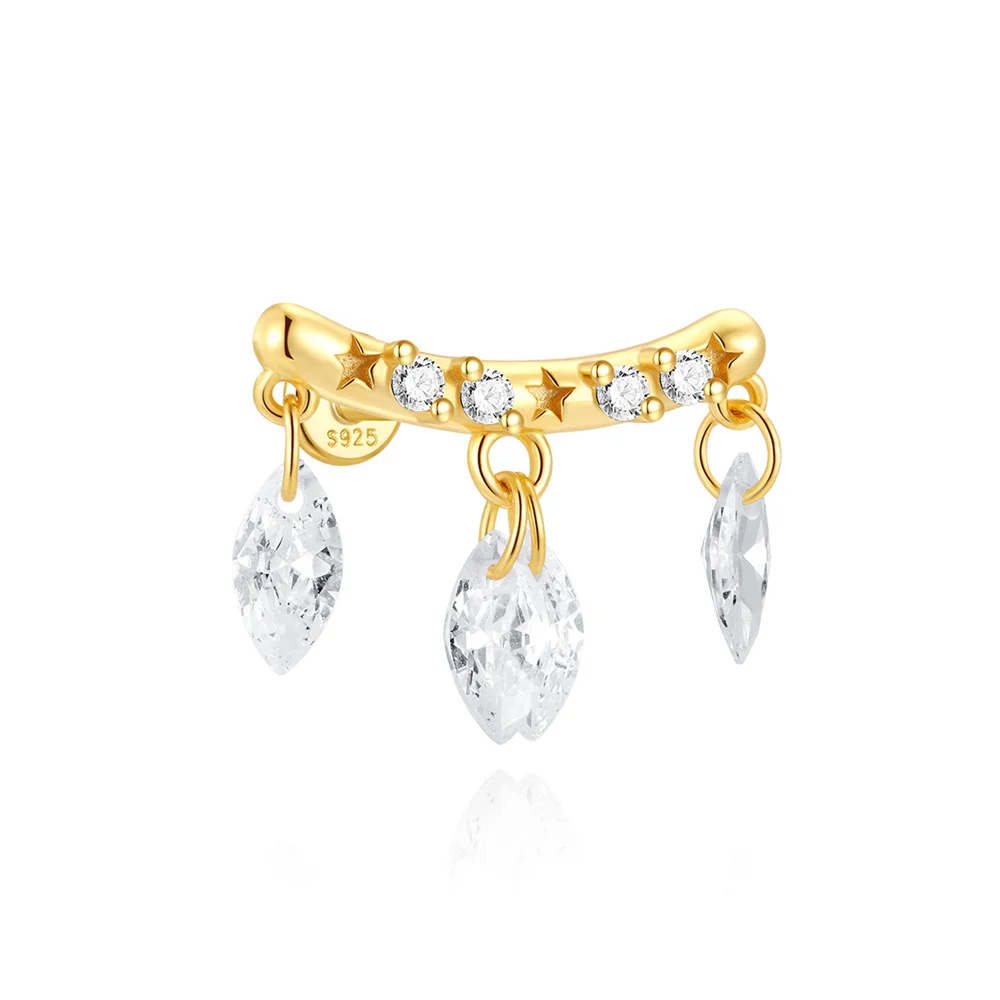 

LENNIK Gold European and American light luxury 925 sterling silver hexagonal star water droplet fringe earrings women joyeria