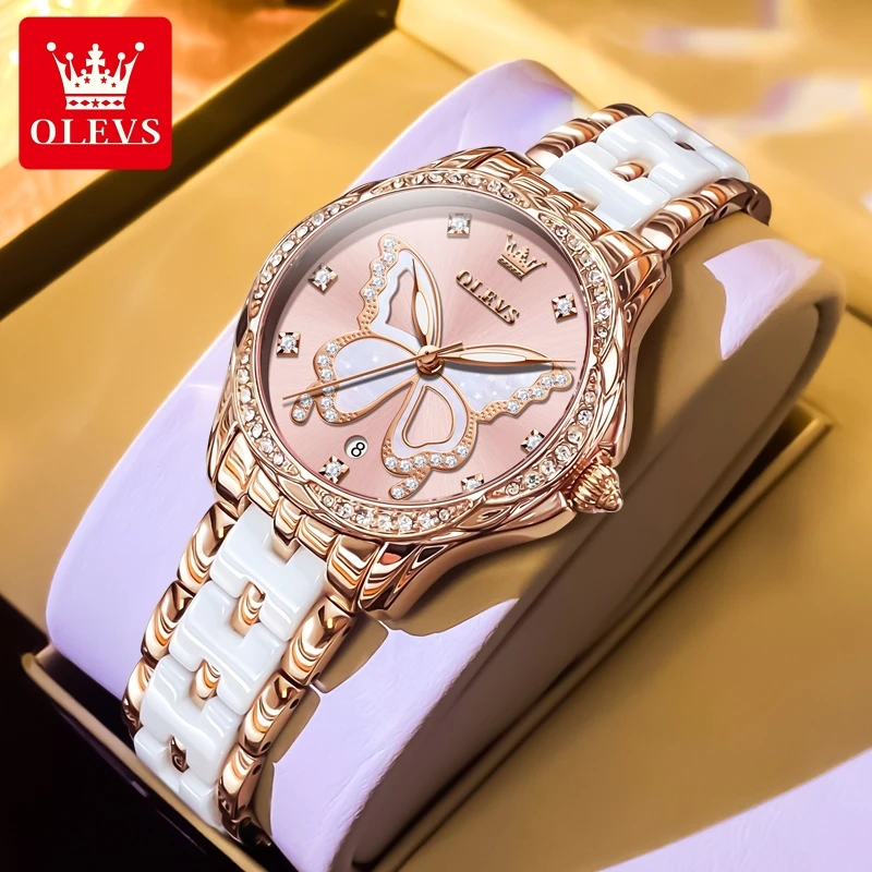 

OLEVS New Rose Gold Watch Women Watches Ladies Ceramic Women's Bracelet Watches Female Clock Relogio Feminino Montre Femme ﻿