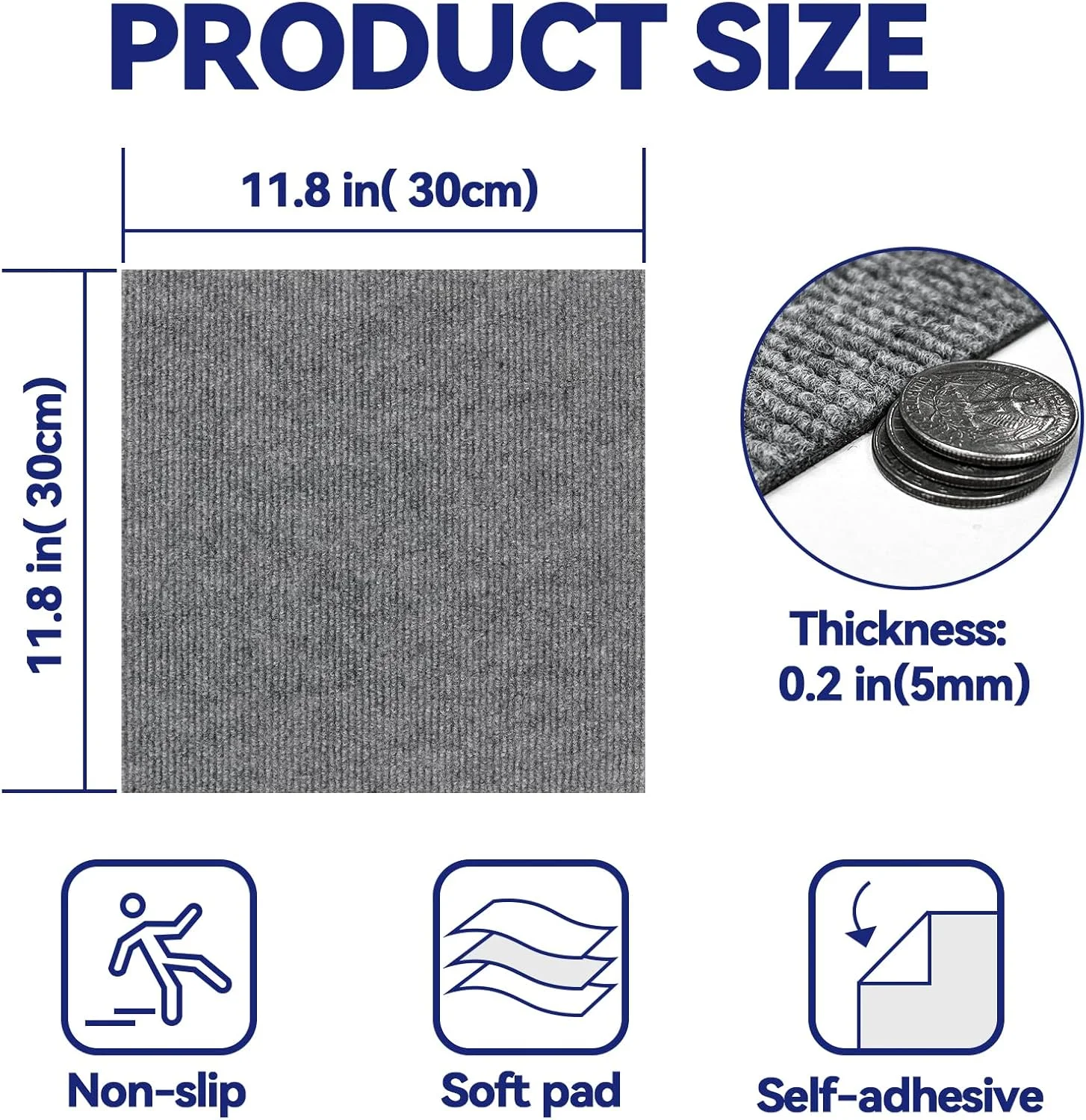 10pcs 30x30cm Self Adhesive Carpet Floor Tiles Sticker Square Rugs Peel and Stick Mat DIY Flooring for Bedroom Home Decor