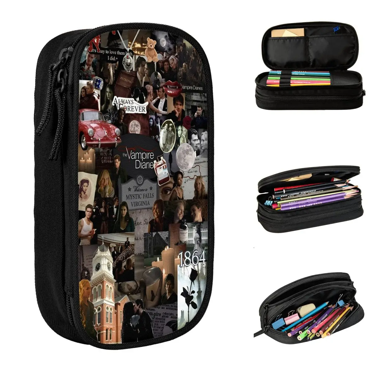 

Пенал «Дневники вампира», пеналы, держатель для ручек для девочек и мальчиков, сумки-карандаши большой емкости, школьные подарки, канцелярские принадлежности