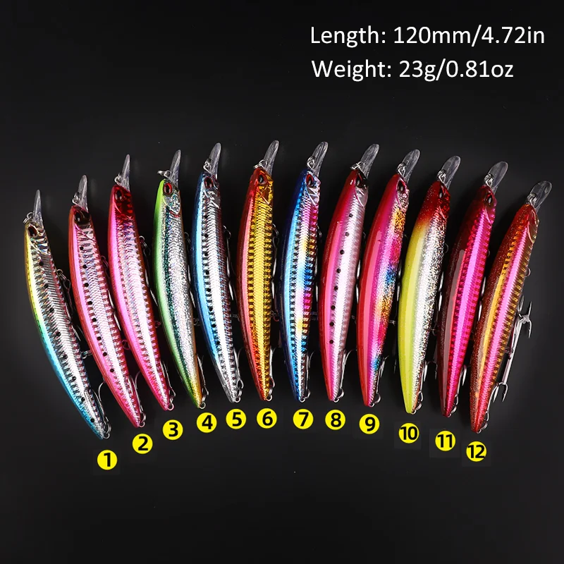 

1pc Minnow 120mm 23g Slow Sinking Minnow Lure Long Casting Decoys Pesca Lure Fishing Lures M298