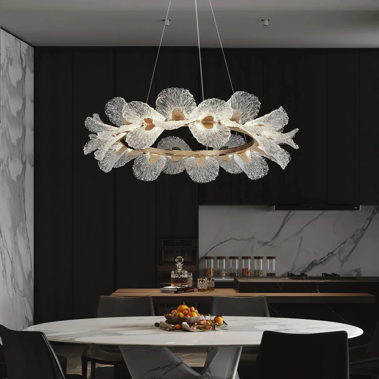 Modern Chandelier For Living Room Duplex Staircase Hotel Bedroom Home Decor Customizable French Flower High Ceiling Pendant Lamp
