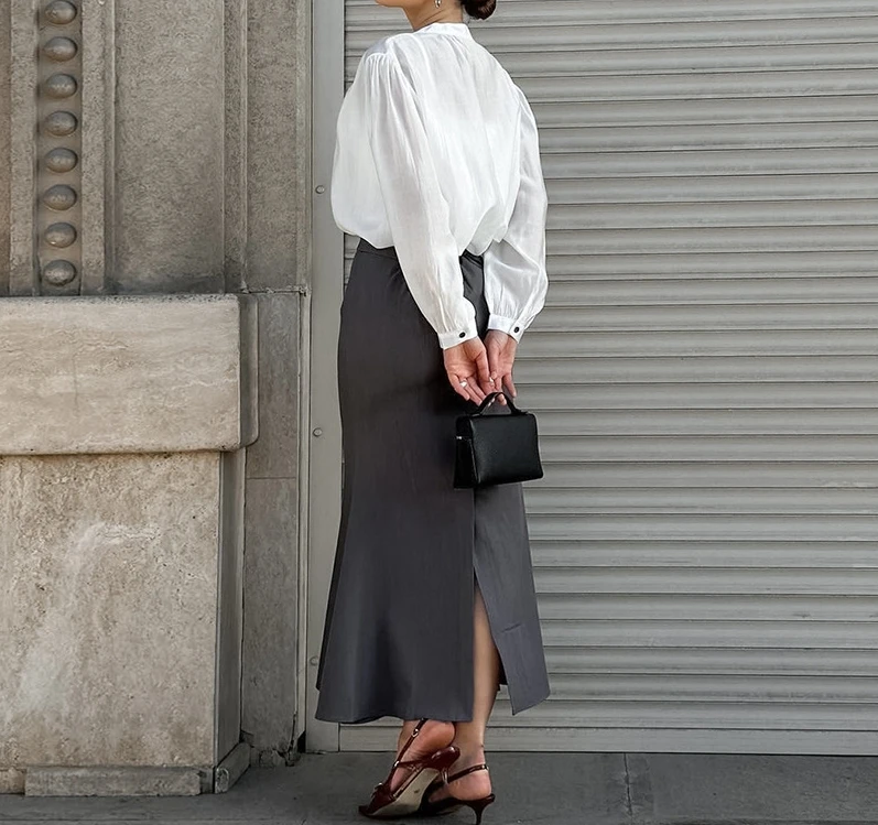 Falda larga de cintura alta para mujer, traje adelgazante Sexy, envoltura de cadera de Color sólido