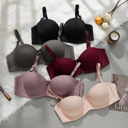 Women Invisible Gather Bra 1/2 Cup Underwire Female Fashion Underwear Seamless Party Wedding Bras Bow Sexy Lingerie Adjustable