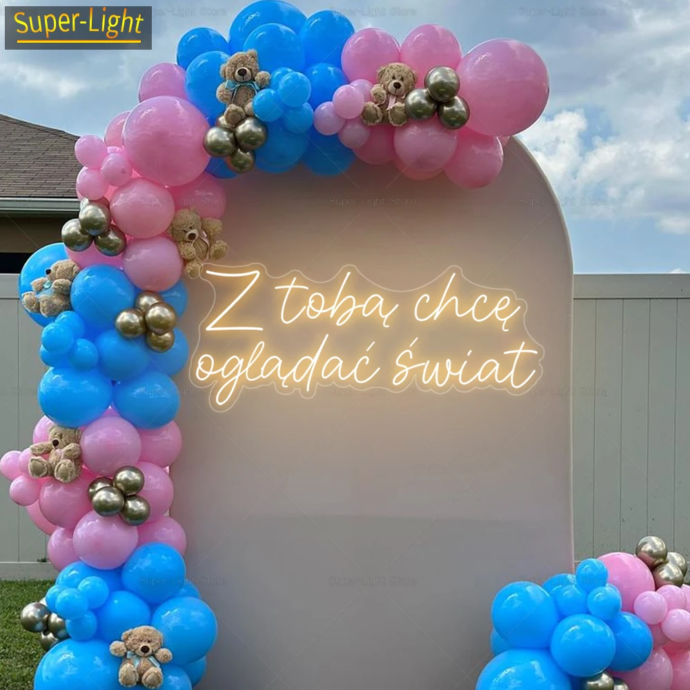 Imagem -01 - Decoração de Parede Led Ledon Neon Sinal para Casamento e Festa de Aniversário Sinal de Que eu Quero Ver o Mundo com Você Produto Polski Grande 75cm decoracao de parede led ledon neon sinal para casamento e festa de aniversario sinal de que eu quero ver o mundo com voce produto polski grande 75cm 01