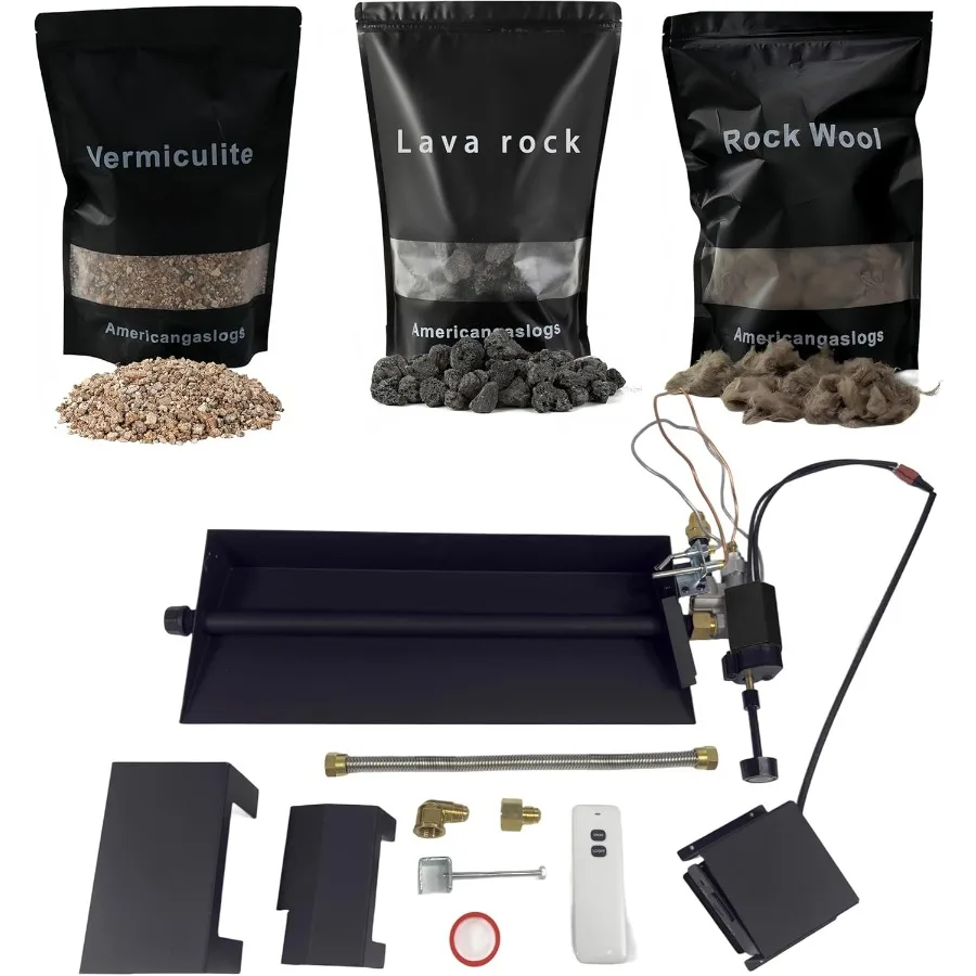 

18-24-дюймовая каминная горелка с пропаном и клапаном для вентилируемых колод, моторный клапан, 18-дюймовая однотрубная горелка из нержавеющей стали, черная Fi