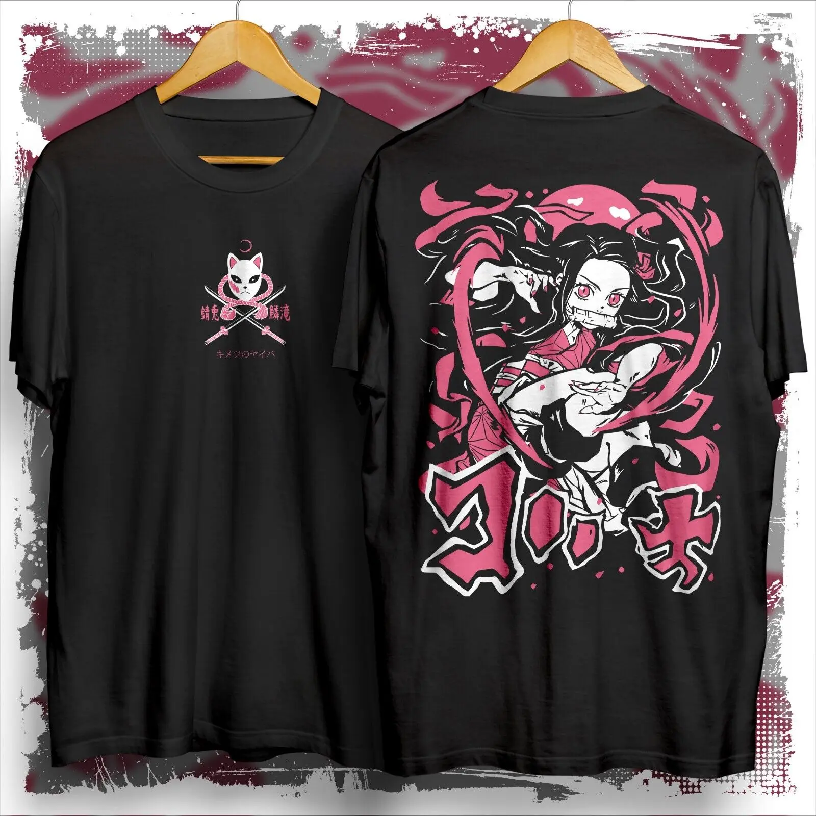Nezuko Kamado graphic tees, Demon Slayer shirt, Front and back print anime shirt
