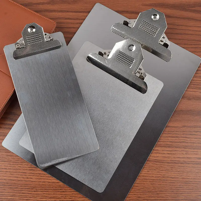 

Stainless Steel Clipboard A4 & A5 Writing Board Clip, 304 Document Holder and Receipt Pad for Office Supplies and Menus