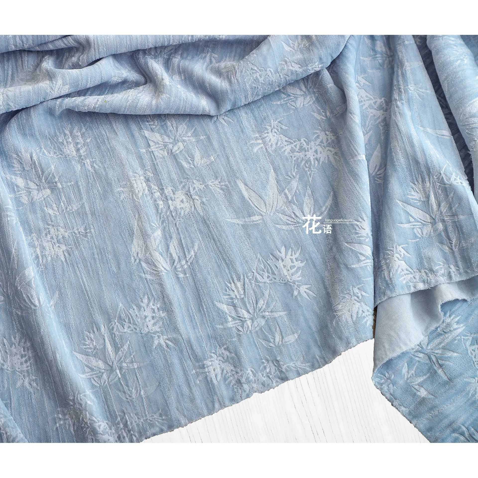 Bamboo Leaf Velvet Designer Fabric Artistic Embossed Relief for Outerwear Sewing, Decorative Crafts and Creative Projects