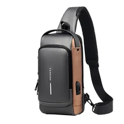 Men Anti Theft Chest Bag Shoulder Bags USB Charging Crossbody Package School Short Trip Messengers Bags Men's Oxford Sling Pack