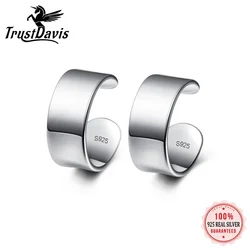 Trustdavis Real 925 Silver Smooth Surface Ear Cuff Clip on Earrings for Women Daily Wear Jewelry Gift DS1040