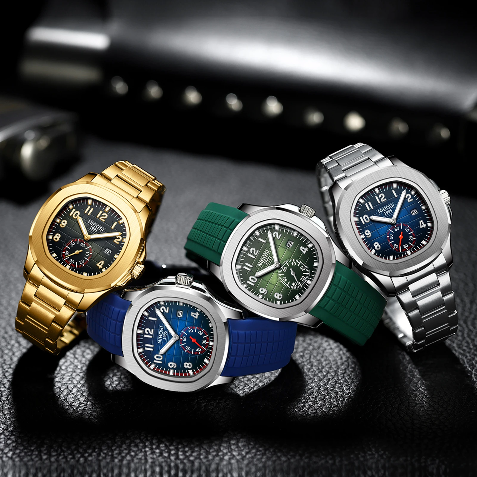 NIBOSI ساعات رياضية للرجال العلامة التجارية الفاخرة تاريخ السيارات ساعة الرجال مقاوم للماء مضيئة AQUANAUT ساعات كوارتز للرجال Reloj Hombre