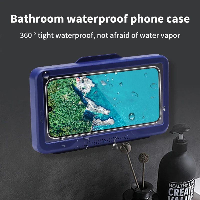 Foldable Rotating Waterproof Mobile Phone Box Touch Screen Bathroom Punch-free Mobile Phone Cooling Lazy Bracket