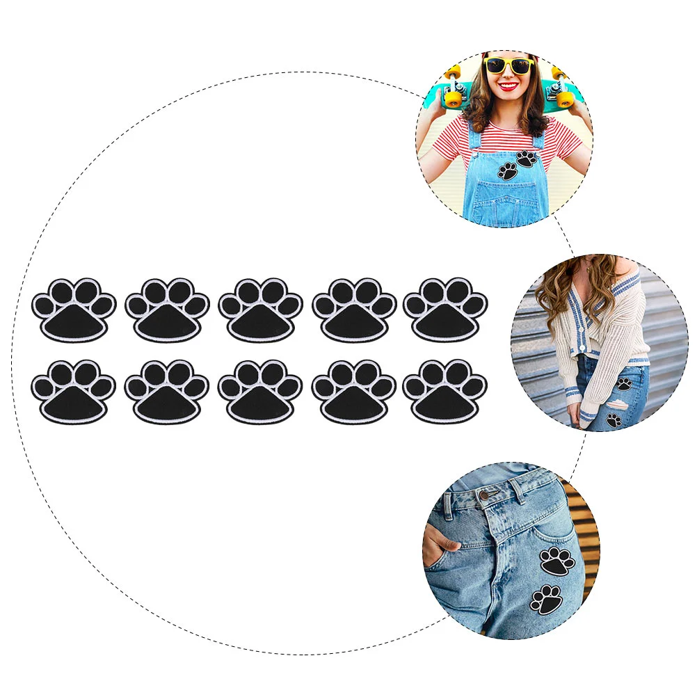 10 Pcs Dog Paw Stickers Iron Patches Cloth Repair Sewing Clothing Hot Melt Decor Embroidery