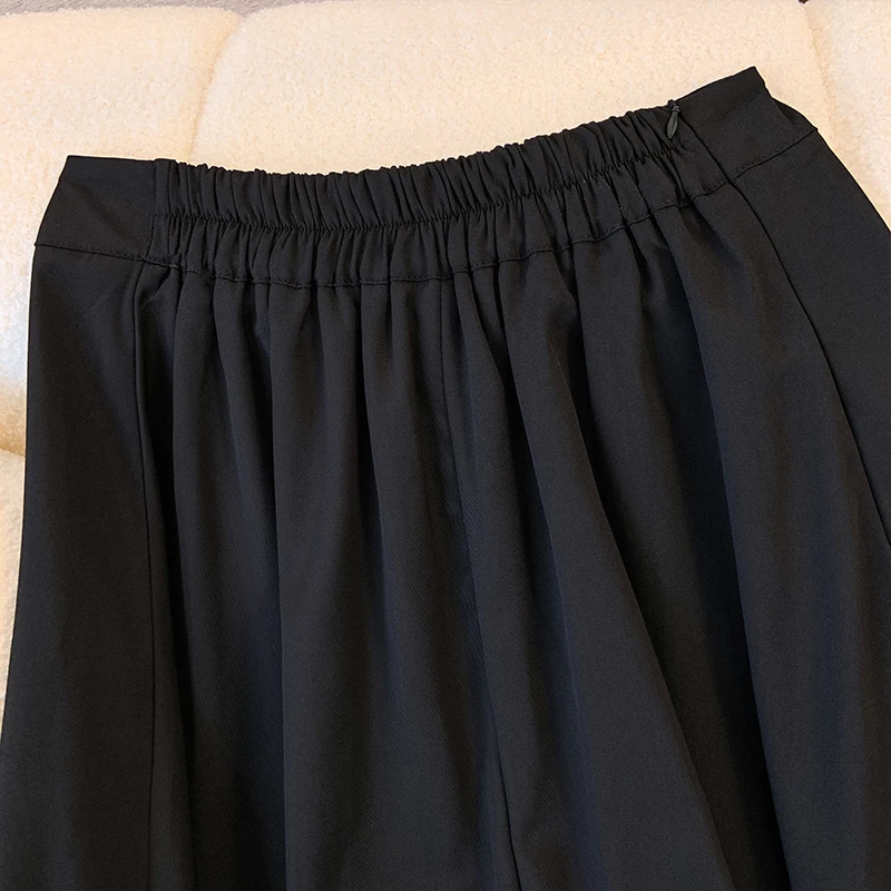 Plus-size women\'s Spring Casual Skirt Black Polyester commuter skirt Loose comfortable elegant party dress Lace skirt thick