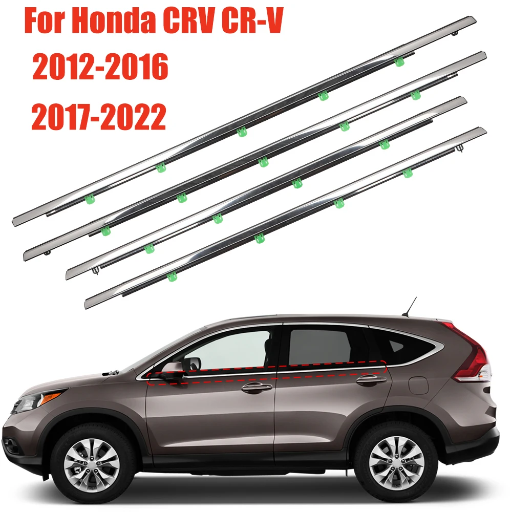 

4PCS Car Window Glass Sealed Strip Side Outer Window Wheatherstrip Seal Door Moulding Trim Belt For Honda CRV CR-V 2012-2022